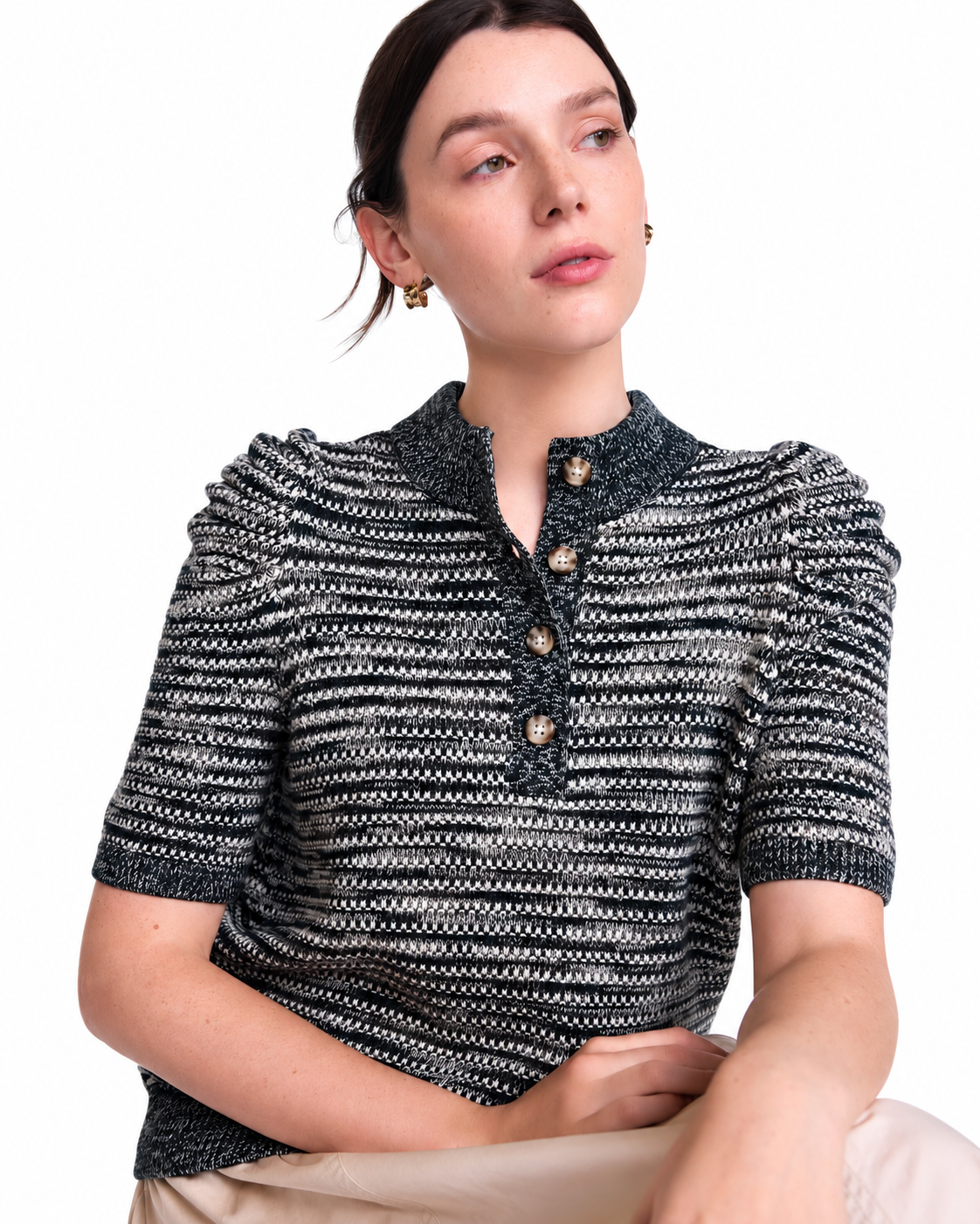 Women’s Henley Textured Knit Sweater