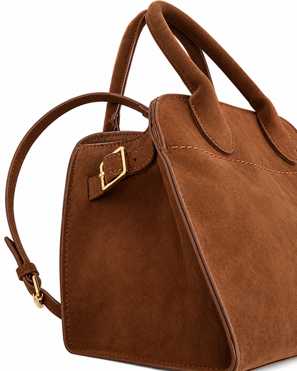 Women’s Vintage Suede-Style Tote Bag – Brown