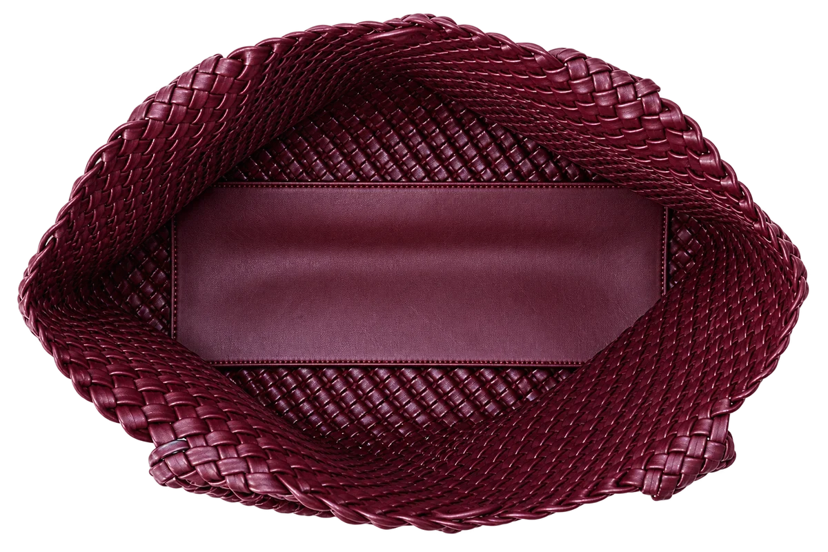 Large Woven Vegan Leather Tote Bag