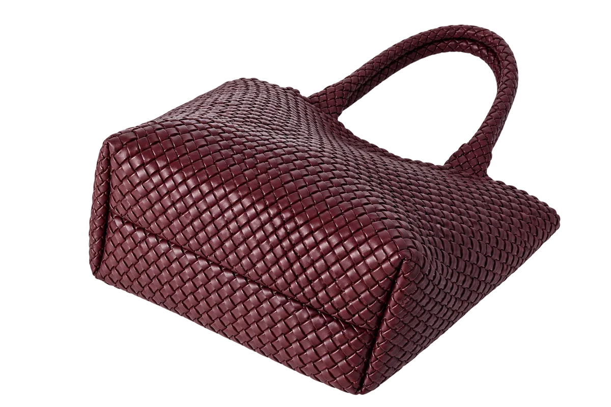 Large Woven Vegan Leather Tote Bag