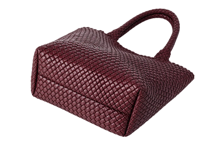Large Woven Vegan Leather Tote Bag