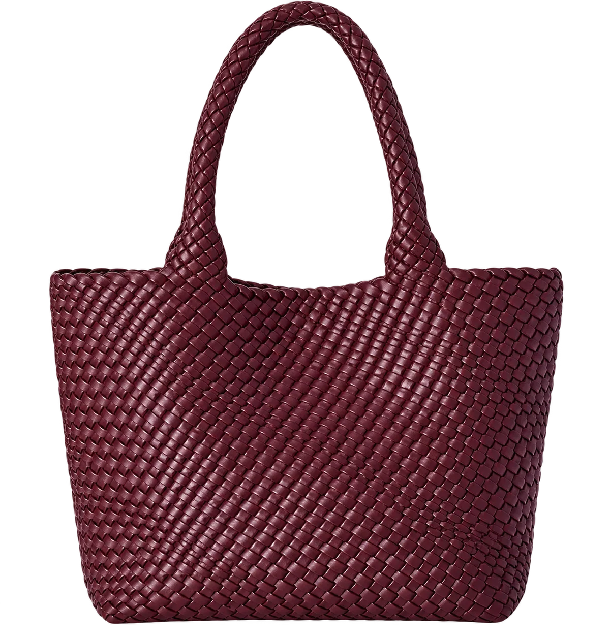 Large Woven Vegan Leather Tote Bag