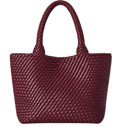 Large Woven Vegan Leather Tote Bag