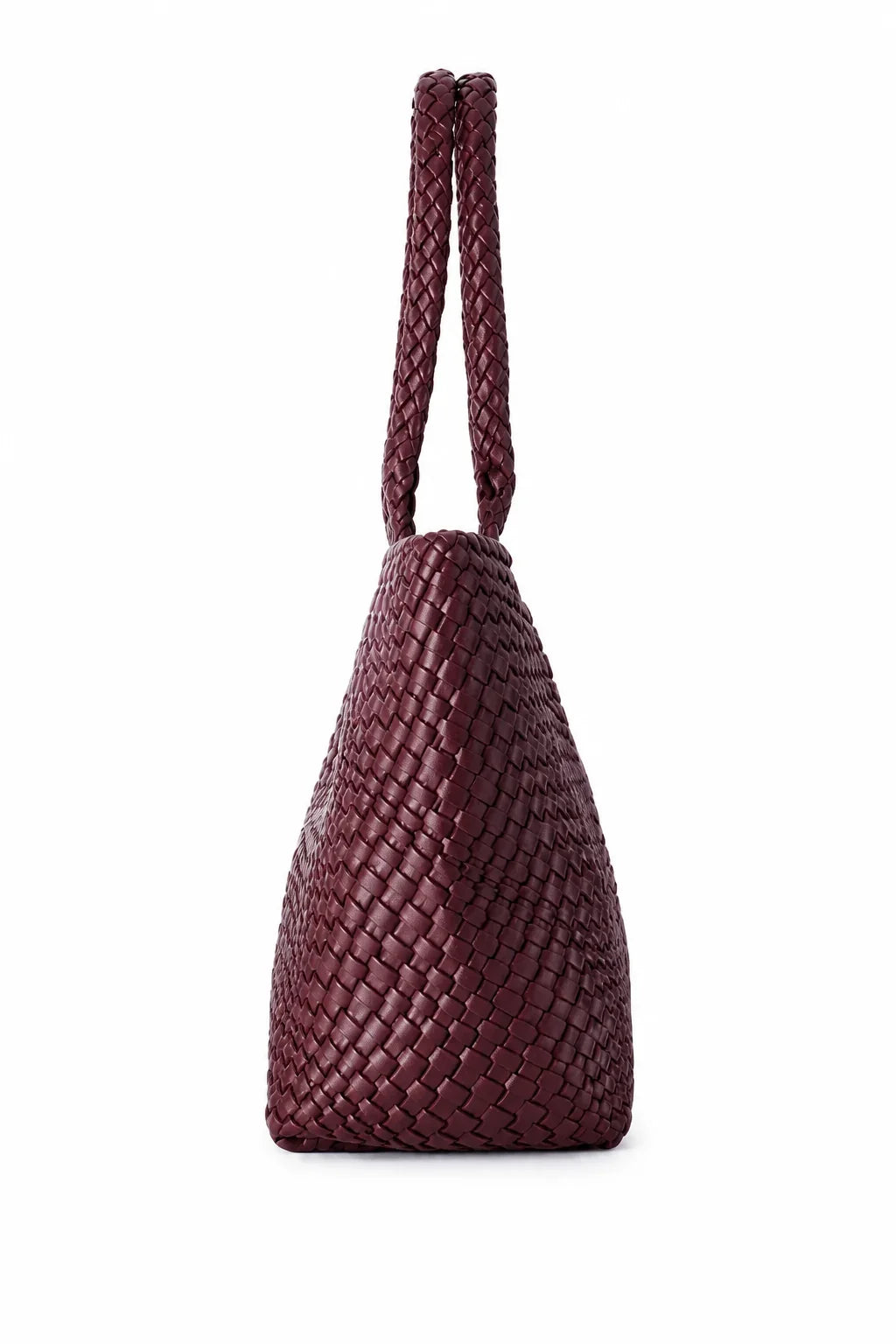 Large Woven Vegan Leather Tote Bag