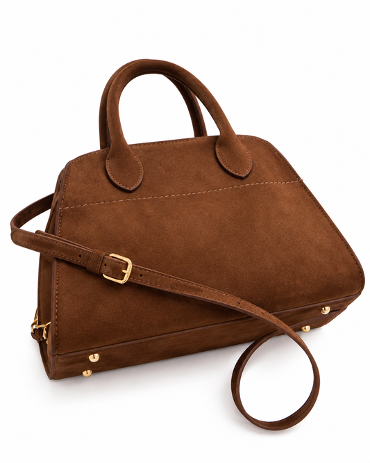 Women’s Vintage Suede-Style Tote Bag – Brown