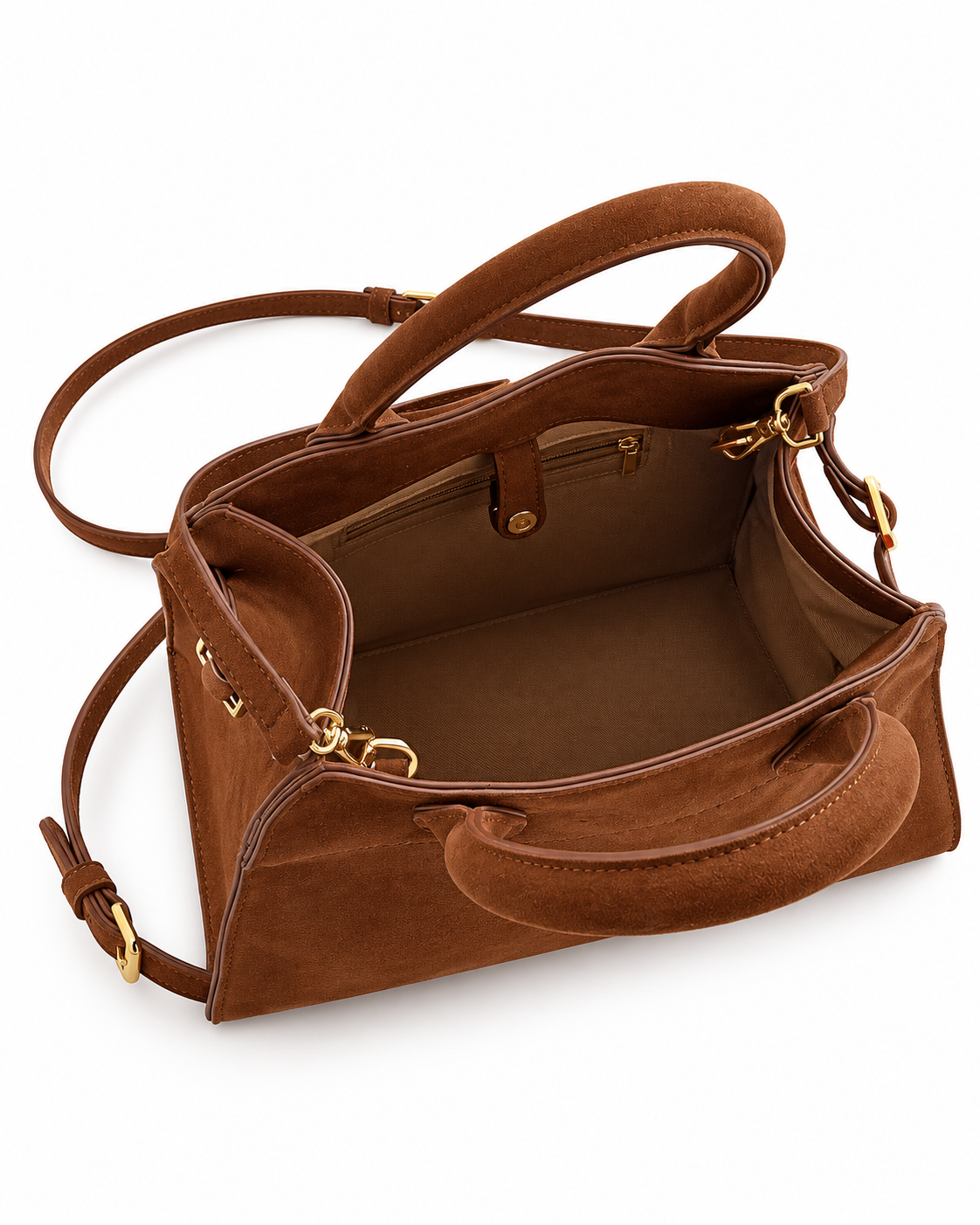 Women’s Vintage Suede-Style Tote Bag – Brown