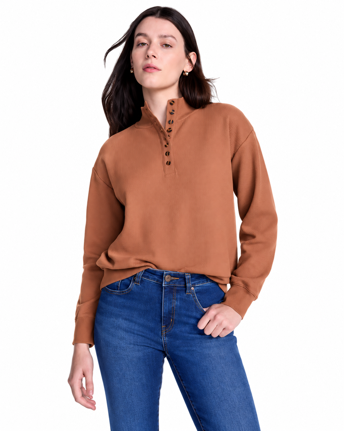 Women’s Waffle Knit Mock Neck Sweater